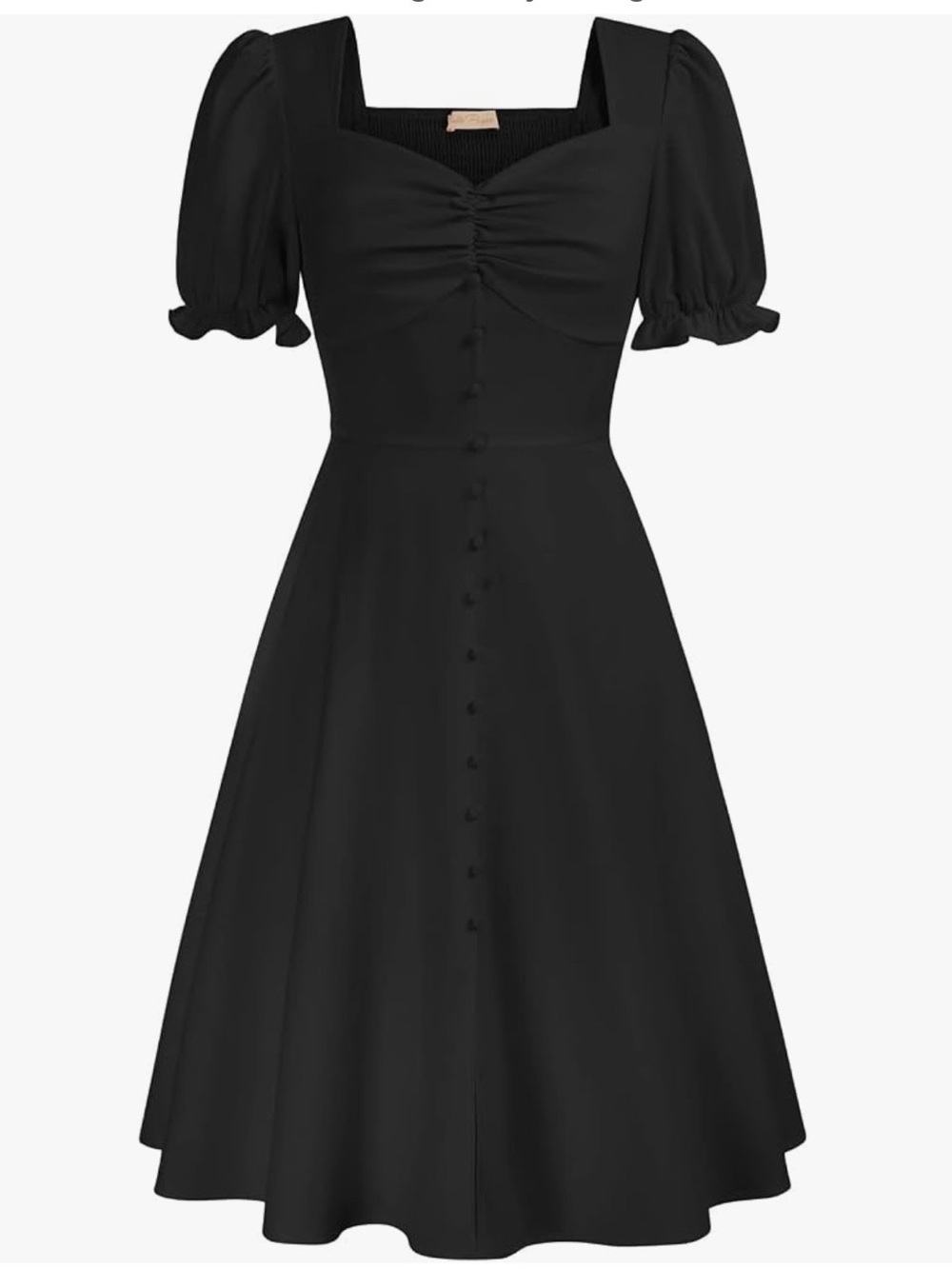 Vintage Inspired Fit & Flare Sweetheart Neckline Midi Dress Black XL